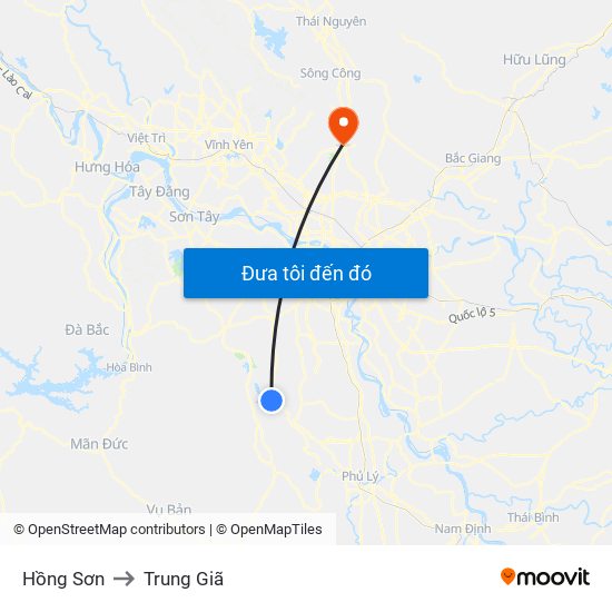 Hồng Sơn to Trung Giã map