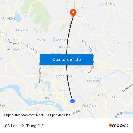 Cổ Loa to Trung Giã map