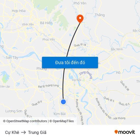 Cự Khê to Trung Giã map