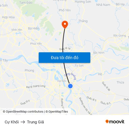 Cự Khối to Trung Giã map