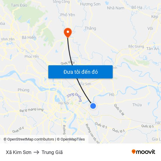 Xã Kim Sơn to Trung Giã map