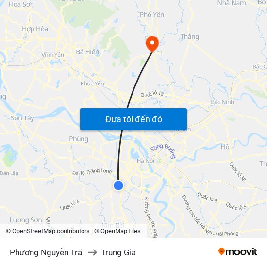 Phường Nguyễn Trãi to Trung Giã map