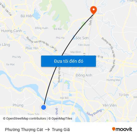 Phường Thượng Cát to Trung Giã map