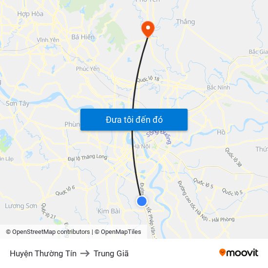 Huyện Thường Tín to Trung Giã map