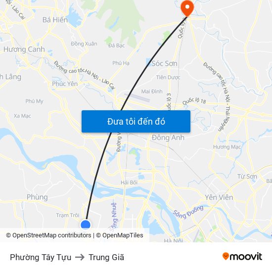 Phường Tây Tựu to Trung Giã map