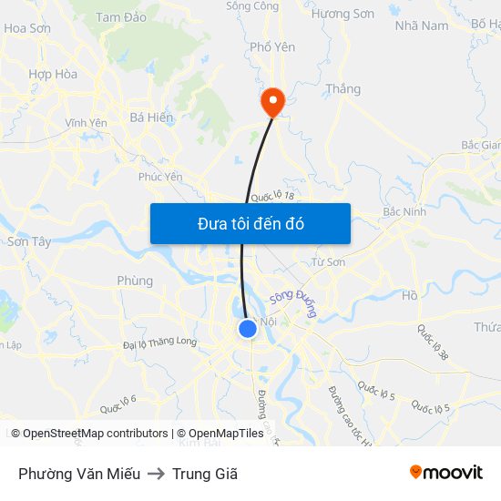 Phường Văn Miếu to Trung Giã map