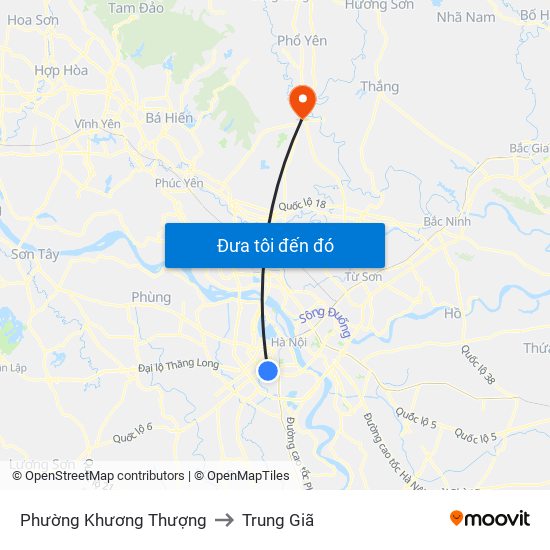 Phường Khương Thượng to Trung Giã map