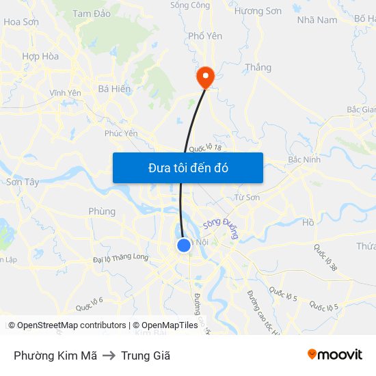 Phường Kim Mã to Trung Giã map