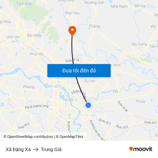 Xã Đặng Xá to Trung Giã map