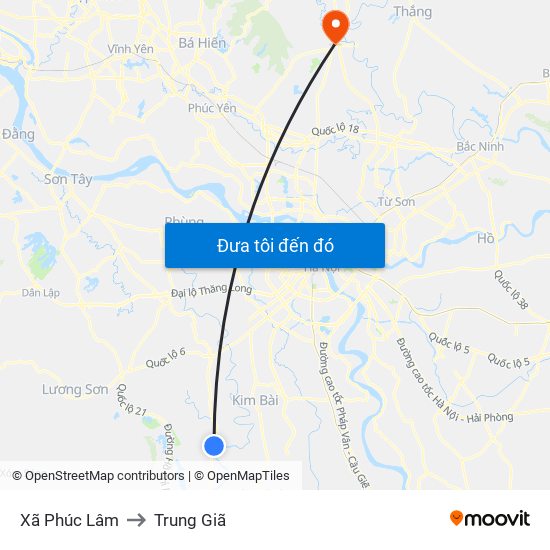 Xã Phúc Lâm to Trung Giã map