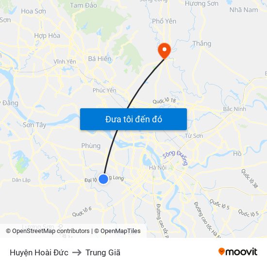 Huyện Hoài Đức to Trung Giã map