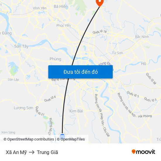 Xã An Mỹ to Trung Giã map