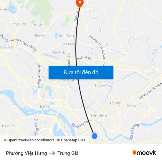 Phường Việt Hưng to Trung Giã map