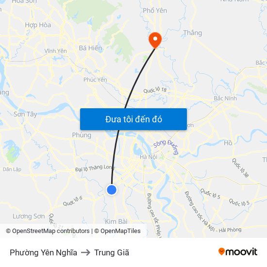 Phường Yên Nghĩa to Trung Giã map