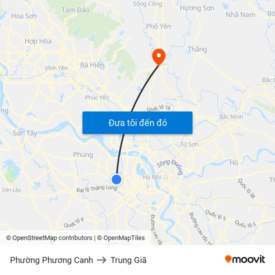 Phường Phương Canh to Trung Giã map