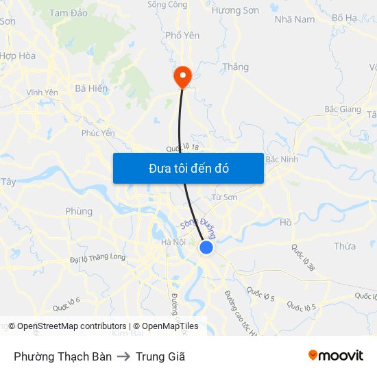 Phường Thạch Bàn to Trung Giã map