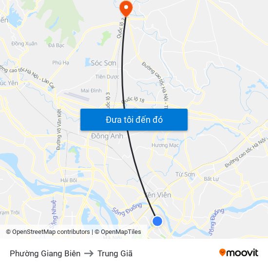 Phường Giang Biên to Trung Giã map