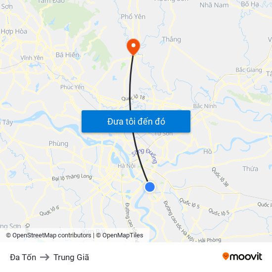 Đa Tốn to Trung Giã map