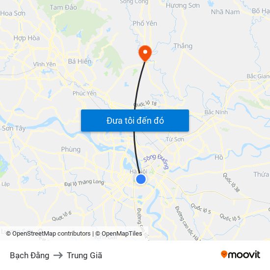 Bạch Đằng to Trung Giã map