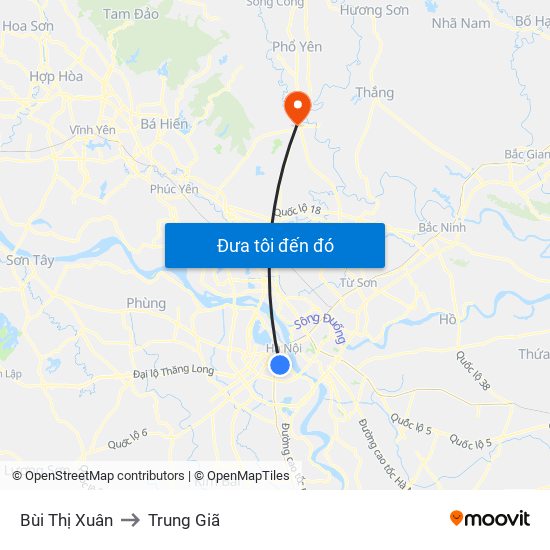 Bùi Thị Xuân to Trung Giã map