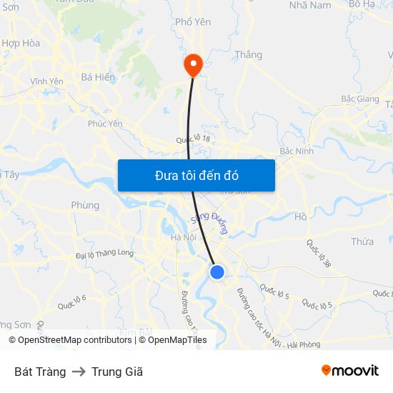 Bát Tràng to Trung Giã map