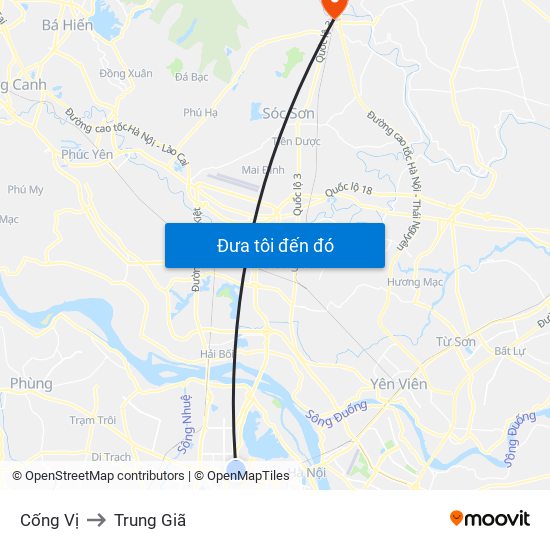 Cống Vị to Trung Giã map