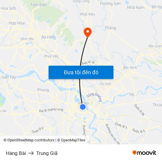 Hàng Bài to Trung Giã map