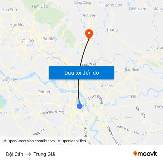 Đội Cấn to Trung Giã map