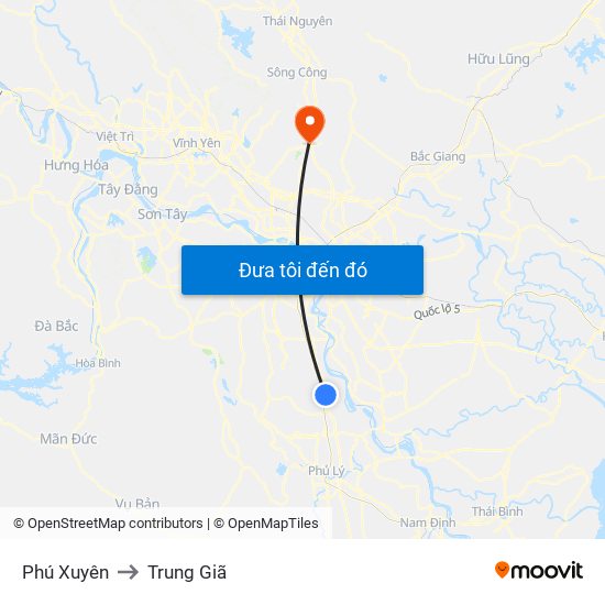 Phú Xuyên to Trung Giã map