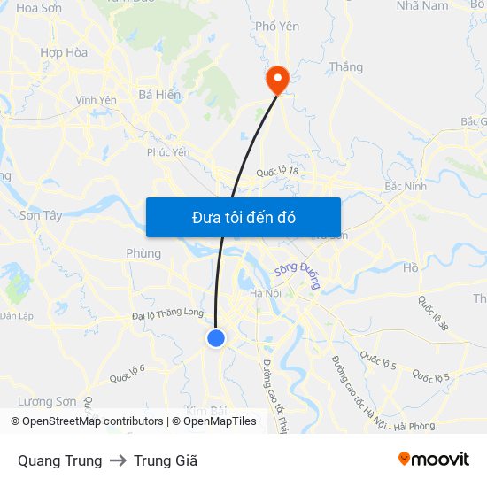 Quang Trung to Trung Giã map