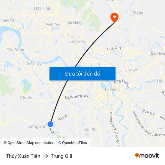 Thủy Xuân Tiên to Trung Giã map
