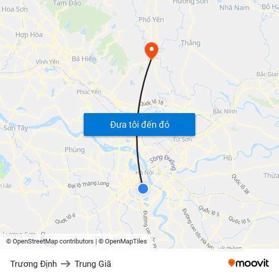 Trương Định to Trung Giã map