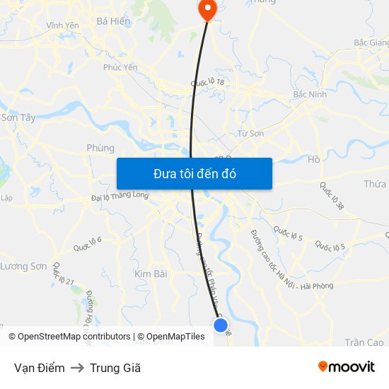 Vạn Điểm to Trung Giã map