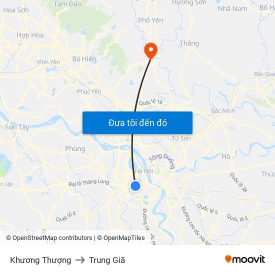 Khương Thượng to Trung Giã map