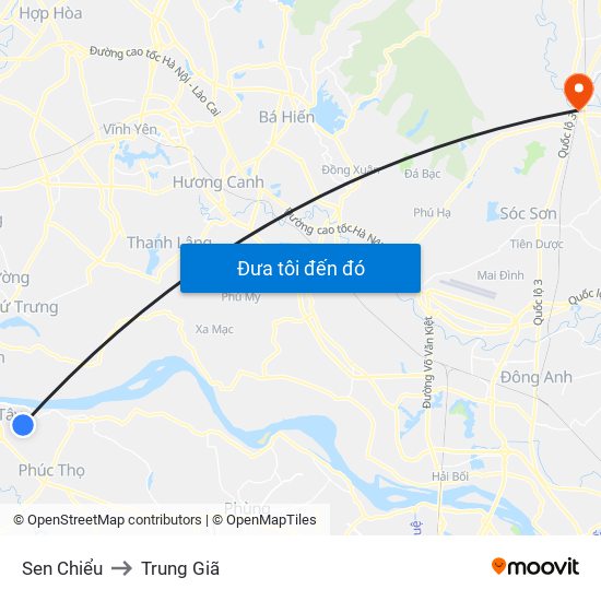 Sen Chiểu to Trung Giã map