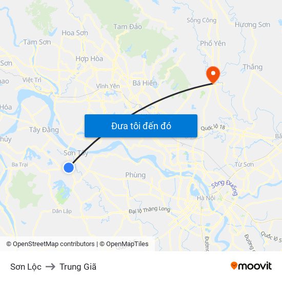 Sơn Lộc to Trung Giã map