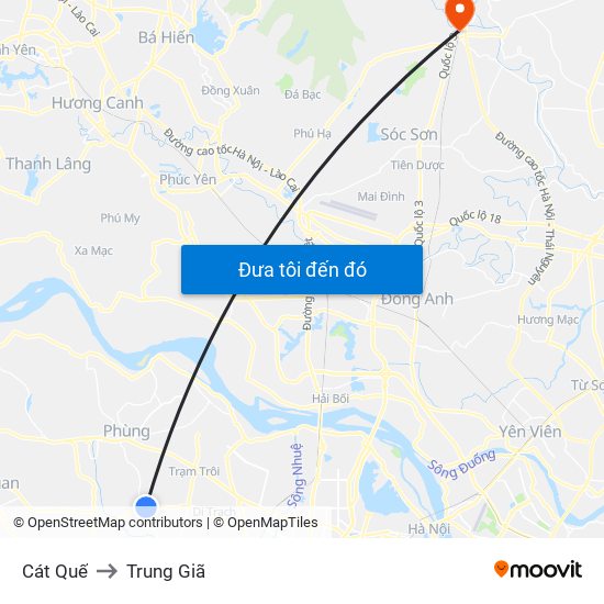 Cát Quế to Trung Giã map