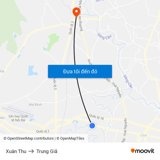 Xuân Thu to Trung Giã map