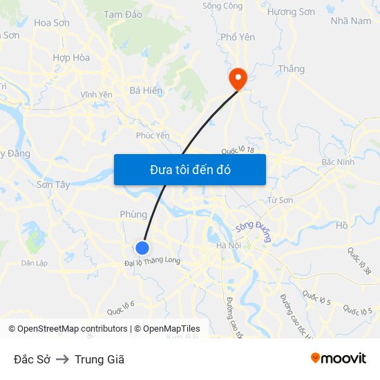 Đắc Sở to Trung Giã map