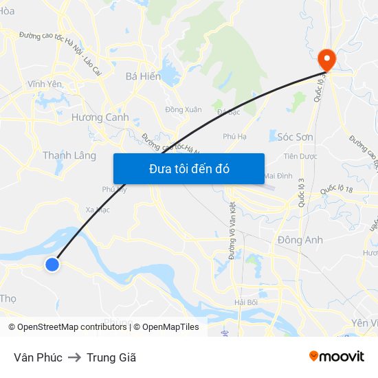 Vân Phúc to Trung Giã map