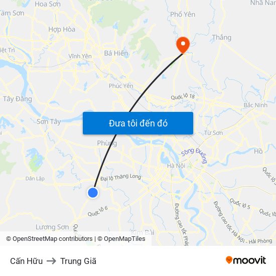 Cấn Hữu to Trung Giã map