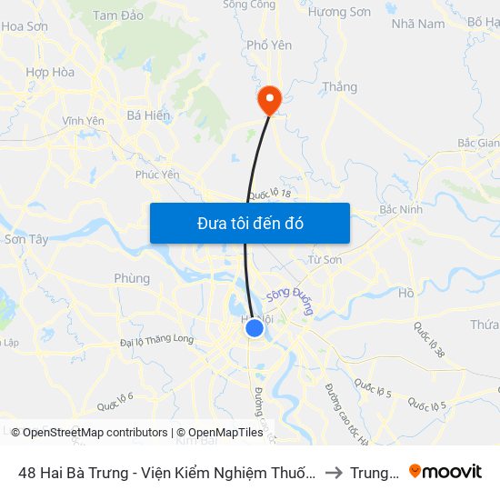 48 Hai Bà Trưng - Viện Kiểm Nghiệm Thuốc Trung Ương to Trung Giã map