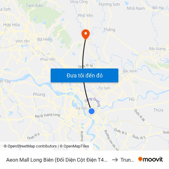 Aeon Mall Long Biên (Đối Diện Cột Điện T4a/2a-B Đường Cổ Linh) to Trung Giã map
