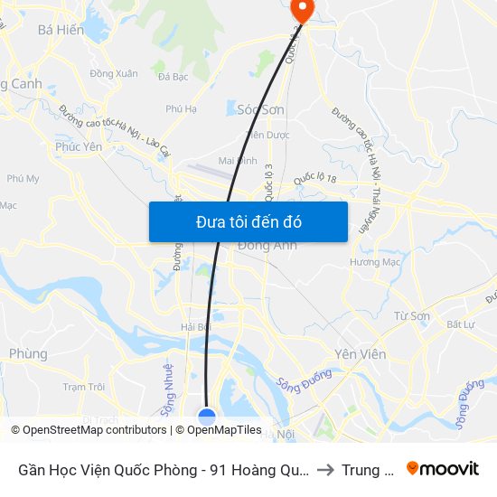 Gần Học Viện Quốc Phòng - 91 Hoàng Quốc Việt to Trung Giã map