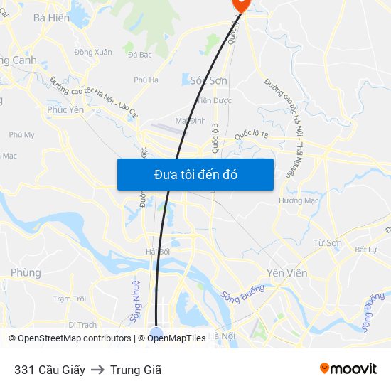 331 Cầu Giấy to Trung Giã map