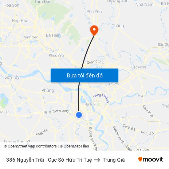 386 Nguyễn Trãi - Cục Sở Hữu Trí Tuệ to Trung Giã map