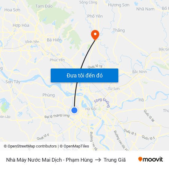 Nhà Máy Nước Mai Dịch - Phạm Hùng to Trung Giã map