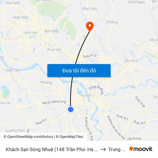 Khách Sạn Sông Nhuệ (148 Trần Phú- Hà Đông) to Trung Giã map