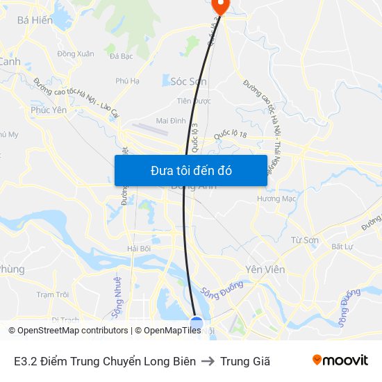 E3.2 Điểm Trung Chuyển Long Biên to Trung Giã map