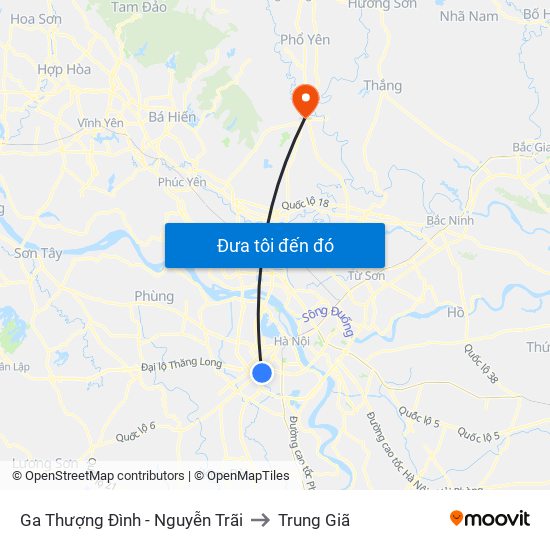 Ga Thượng Đình - Nguyễn Trãi to Trung Giã map